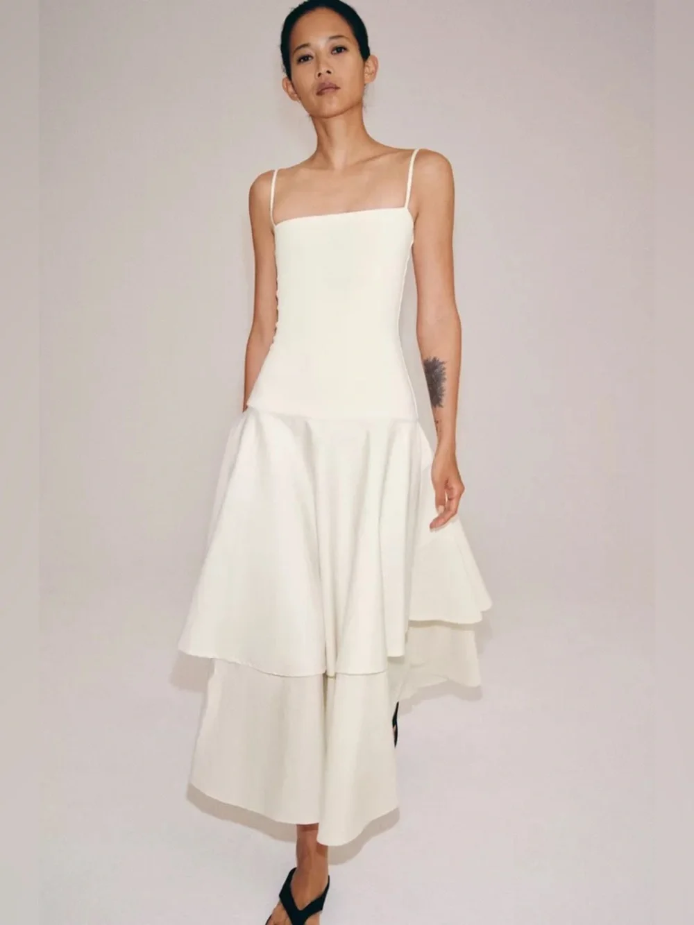 ZARA RUFFLED COMBINATION DRESS - Picture 1 of 9